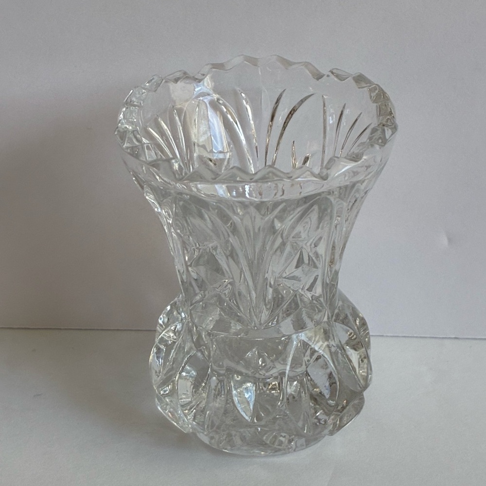 Vintage Clear Cut Crystal Small Vase Toothpick Matchstick Holder Decor 2x3